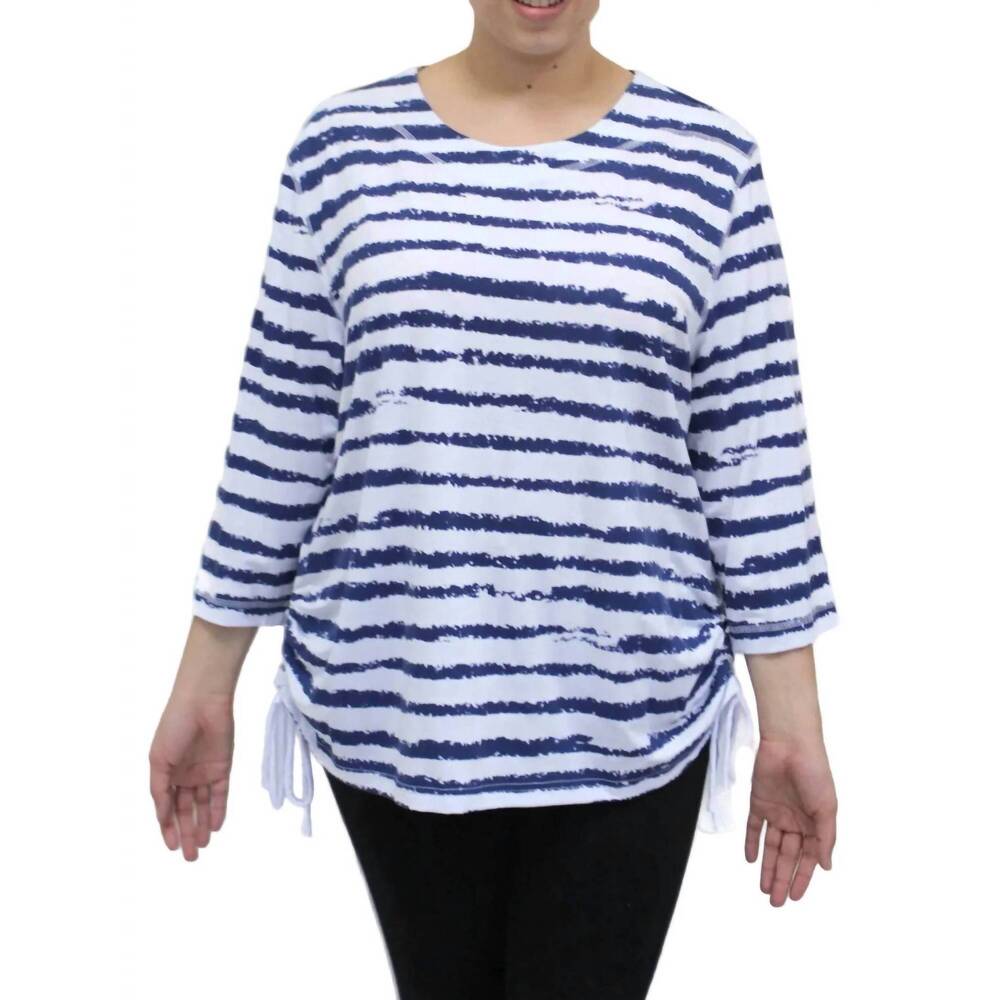 NEW LINKS women's striped drawstring top in blue